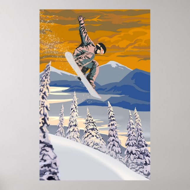 Retro-Art Snowboard art Poster (Vorne)