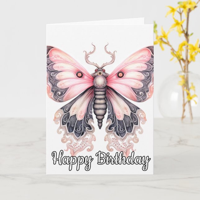 Retro Artistic Butterfly Design | Happy Birthday Karte (Gelbe Blume)