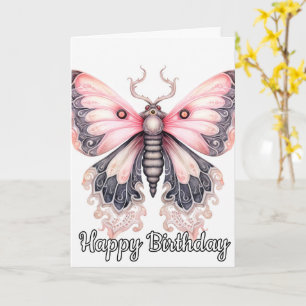 Retro Artistic Butterfly Design   Happy Birthday Karte