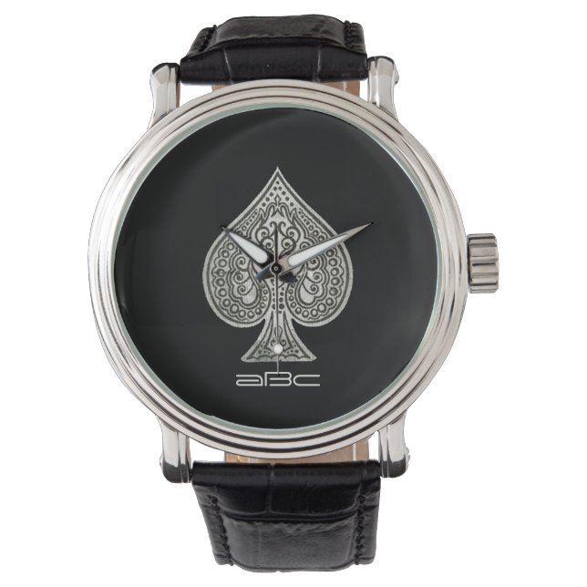 Retro Artistic Poker Ace of Spades Personalisiert Armbanduhr (Vorderseite)