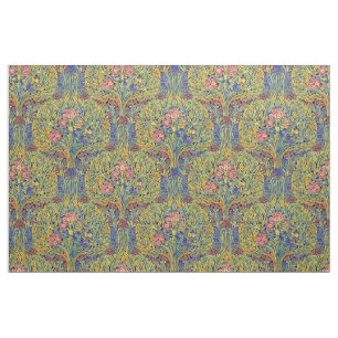 Retro Arts & Crafts Stil Vogel-in-Bäumen-Muster Stoff