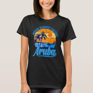 Retro Aruba Caribe Palm Tree Beach Sommerferien T-Shirt