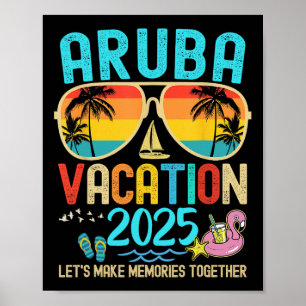 Retro Aruba Urlaub 2025 Matching Family Friends Poster