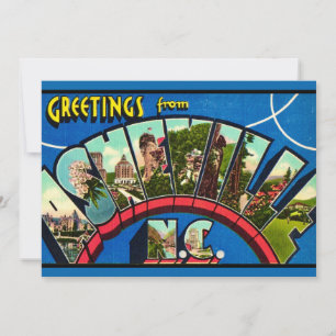 Retro Asheville NC 5x7 große Postkarte