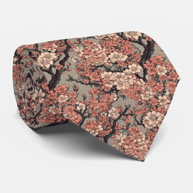 Retro Asian floral Garden Neck Tie Krawatte (Gerollt)