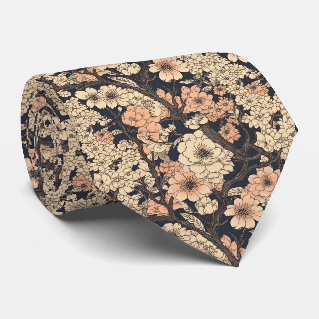 Retro Asian floral Garden Neck Tie Krawatte (Gerollt)
