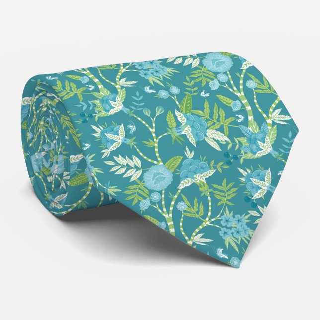 Retro Asian floral Garden Neck Tie Krawatte (Gerollt)
