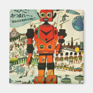 Retro asiatische Roboter-Druck-Kunst Magnet
