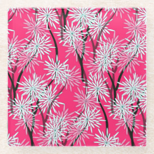 Retro asiatisches Blumenmuster. Glasuntersetzer