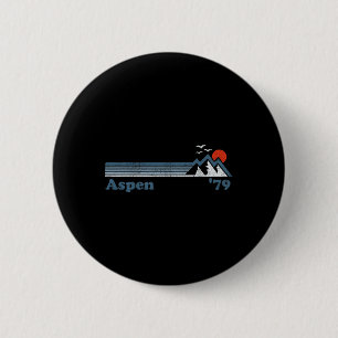 Retro Aspen Ski Resort Colorado Berge Snowboar Button