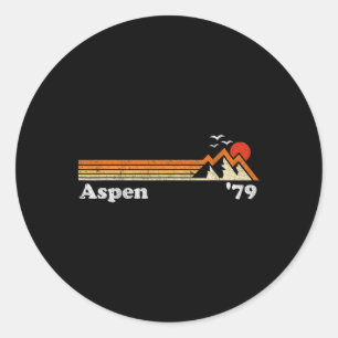 Retro Aspen Ski Resort Colorado Berge Snowboar Runder Aufkleber