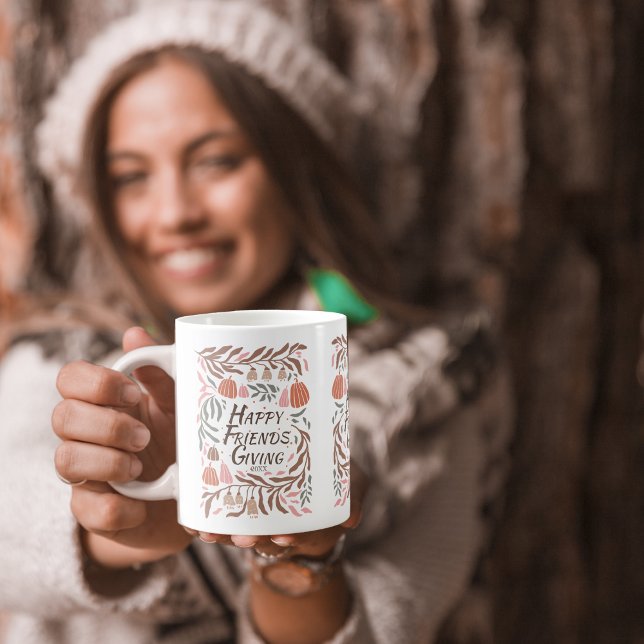 Retro-Äste Blätter Kürbis fallen Erntedank Kaffeetasse (Von Creator hochgeladen)