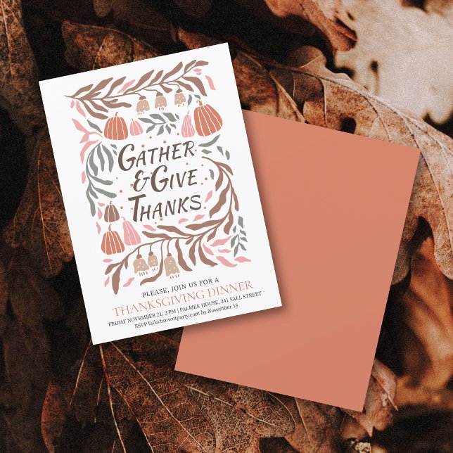 Retro-Äste und Kürbis fallen Erntedank Einladung (Von Creator hochgeladen)