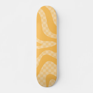 Retro Ästhetik Swirl Karo Senf Gelb Skateboard