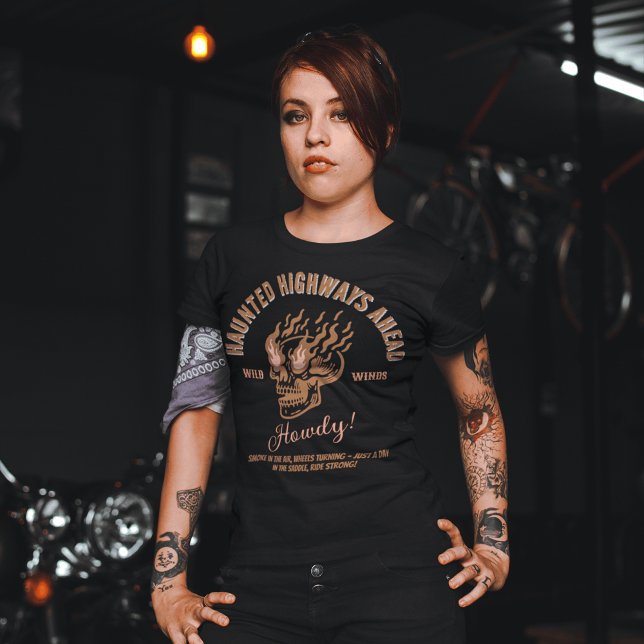 Retro Ästhetische Brennende Schädeltypografie Wild T-Shirt (Von Creator hochgeladen)