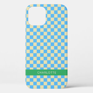 Retro-Ästhetische Checkerboard Blau Personalisiert Case-Mate iPhone Hülle