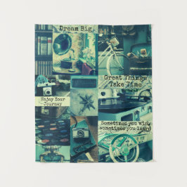 Retro ästhetische Moodboard Collage Custom Quotes Wandteppich