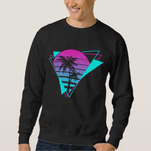 Retro ästhetische Vaporwave Geometrische Palmen Sweatshirt