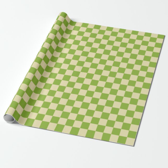 Retro ästhetisches Karton-Muster grün Geschenkpapier (Ungerollt)