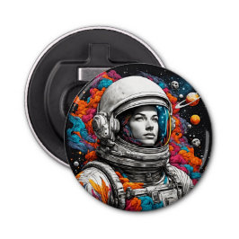 Retro Astronaut Girl Bottle Opener Flaschenöffner