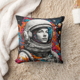 Retro Astronaut Girl Throw Kissen - Traum Beyond!