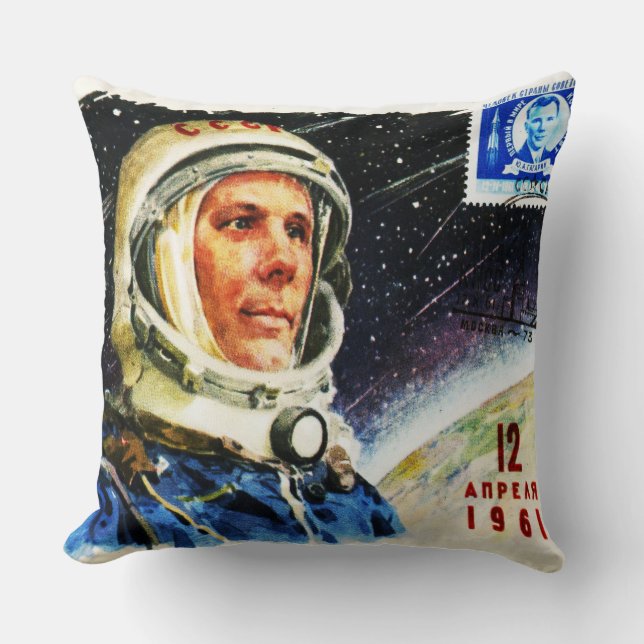 RETRO ASTRONAUT ILLUSTRATION DER 60er Jahre Kissen (Vorderseite)