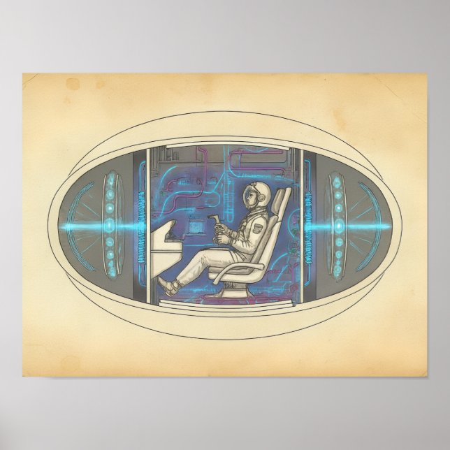 Retro-Astronaut in futuristischem UAP Poster (Vorne)