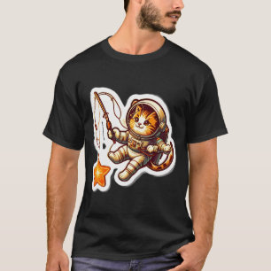 Retro-Astronaut-Katze fischt nach Sternen T-Shirt