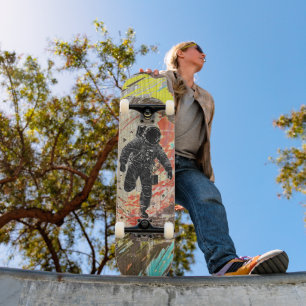 Retro-Astronaut - Weltraum-Kunst Neon-Urban Skateboard