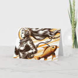 Retro-Astronautin und Jeden Anlaß Karte