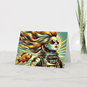 Retro-Astronautin und Jeden Anlaß Karte
