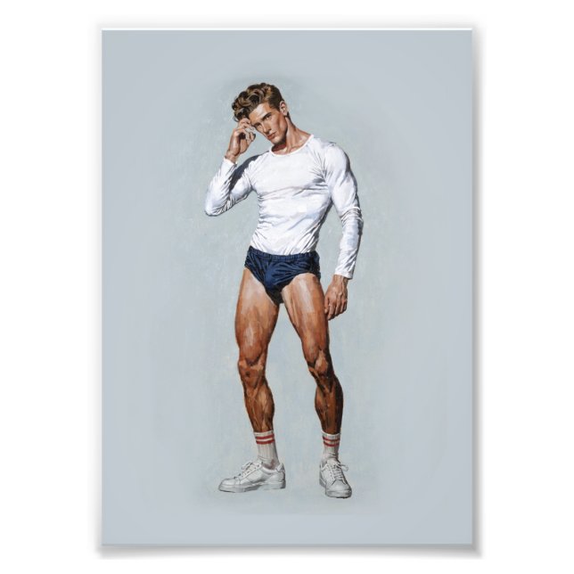 Retro Athletic Male Illustration – Vintage Fitness Fotodruck (Vorne)