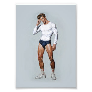 Retro-athletische männliche Illustration – Vintage Fotodruck