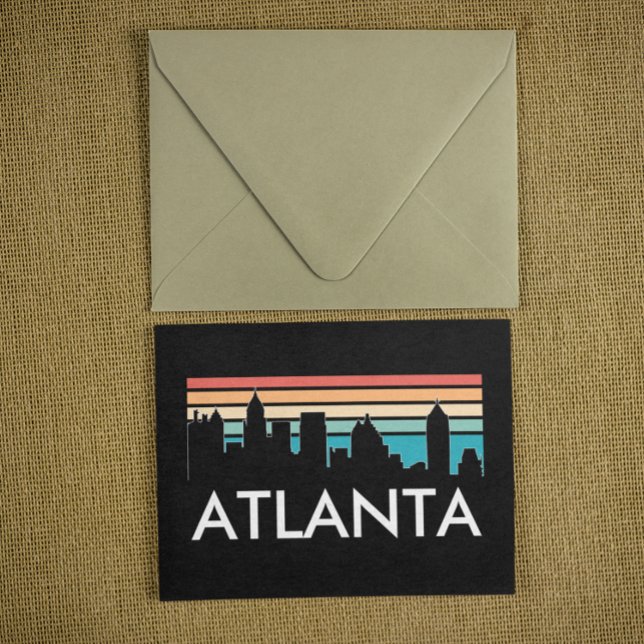 Retro Atlanta Georgia Vintag Sunset Skyline Postkarte (Retro Sunset Atlanta Skyline Postcard)