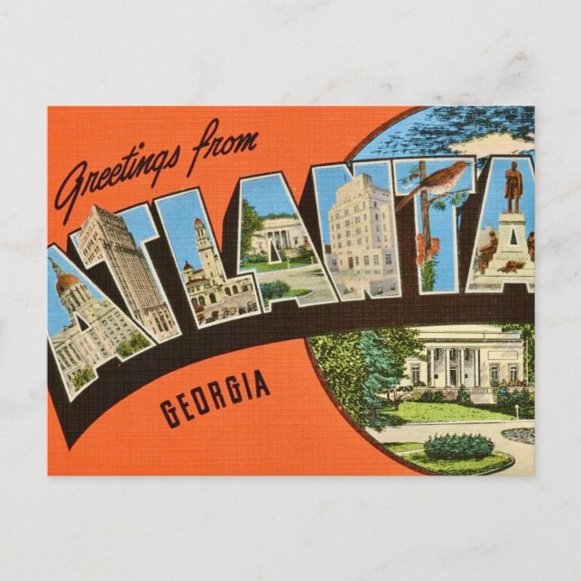 Retro Atlanta Greetings Postkarte (Vorderseite)