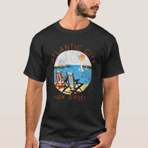 Retro Atlantic City Souvenir Vintag Beach Vacati T-Shirt
