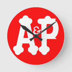 Retro-Atlantic & Pacific-Lebensmittelgeschäft-Wand Runde Wanduhr