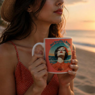 Retro Atme einfach und träume Orange Kaffeetasse