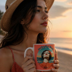 Retro Atme einfach und träume Orange Kaffeetasse