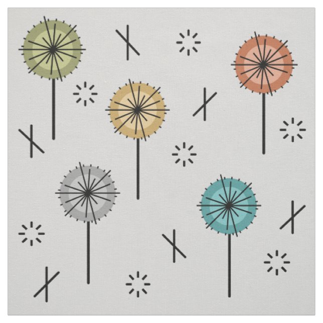 Retro-Atom-Blumen Mehrfarbig Stoff (Muster)
