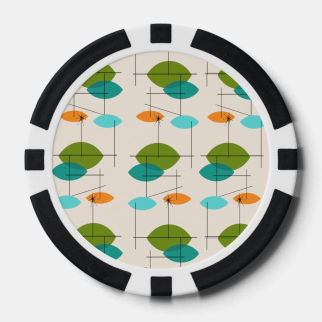 Retro-Atom-Mobile-Muster-Pokerchips Pokerchips (Vorderseite)