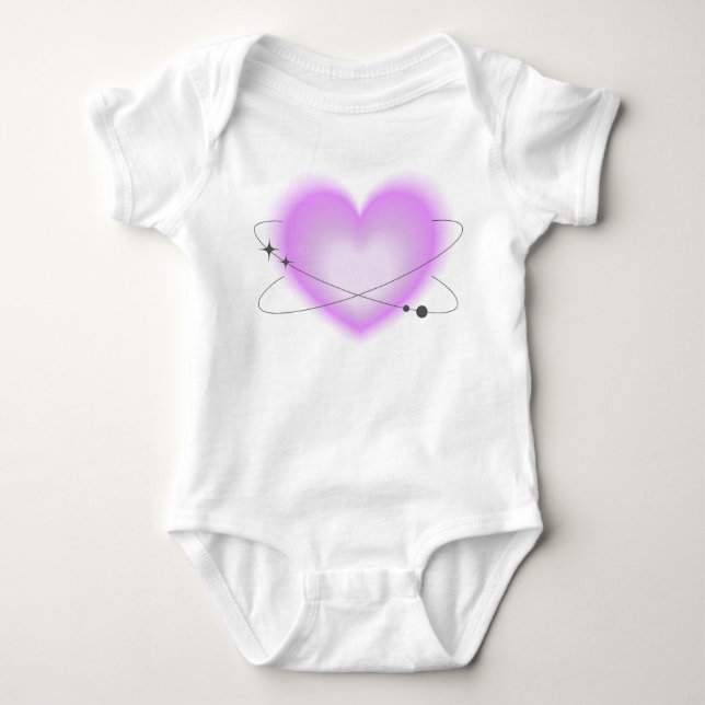 Retro Atom Pink Herz Baby Strampler (Vorderseite)