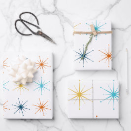 Retro-Atom-Sternenburst-Muster Wählen Sie Ihre Far Geschenkpapier Set
