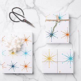 Retro-Atom-Sternenburst-Muster Wählen Sie Ihre Far Geschenkpapier Set