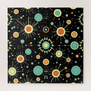 Retro-Atom-Sternenexplosion Midcentury-Muster Puzzle