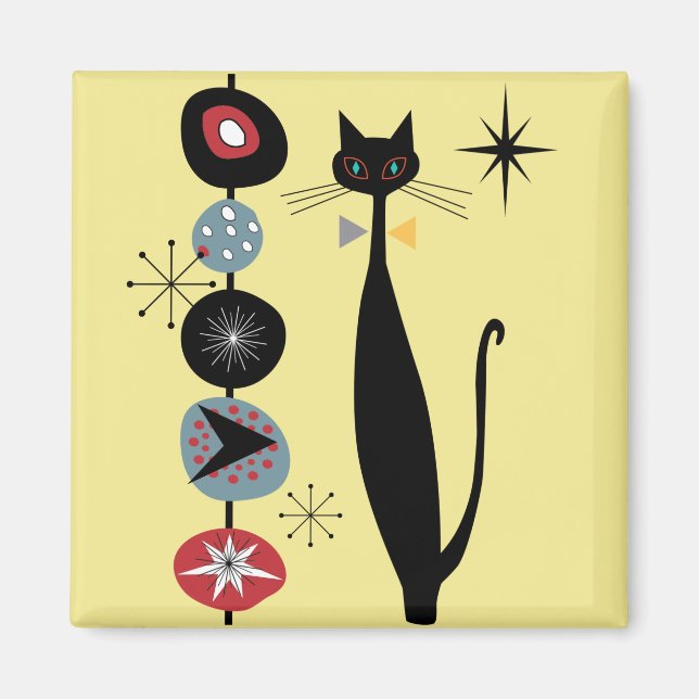 Retro Atoma Era MCM Cool Cat Magnet v1 (Vorne)