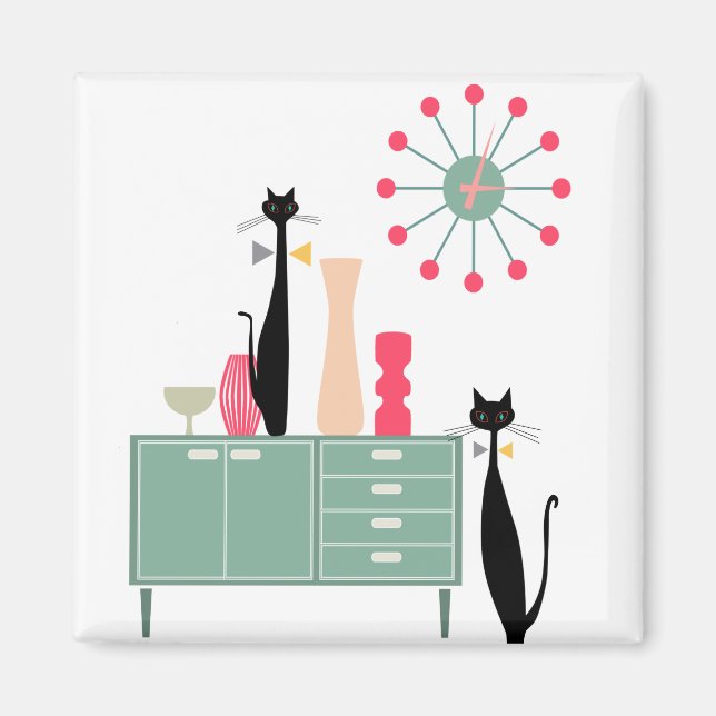 Retro Atoma Era MCM Cool Cat Magnet v5 (Vorne)