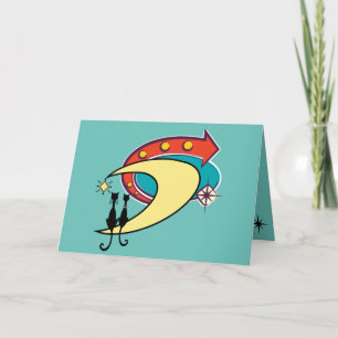 Retro Atoma Era MCM Cooler Cat Moon Jeden Anlaß Karte