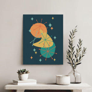 Retro Atoma Era Mitte Jahrhundert Abstrakte Kunst Leinwanddruck