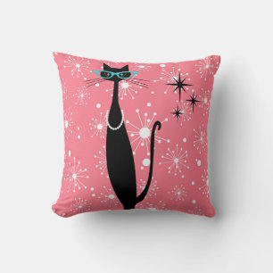 Retro Atoma Era Mitte Jahrhundert Moderne MCM Schw Kissen